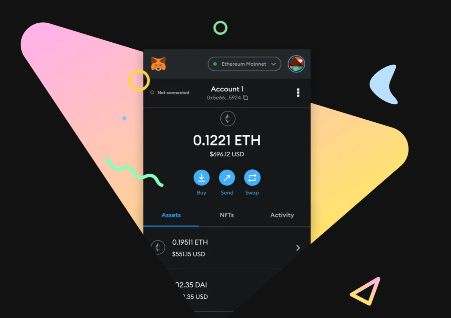 MetaMask wallet app interface