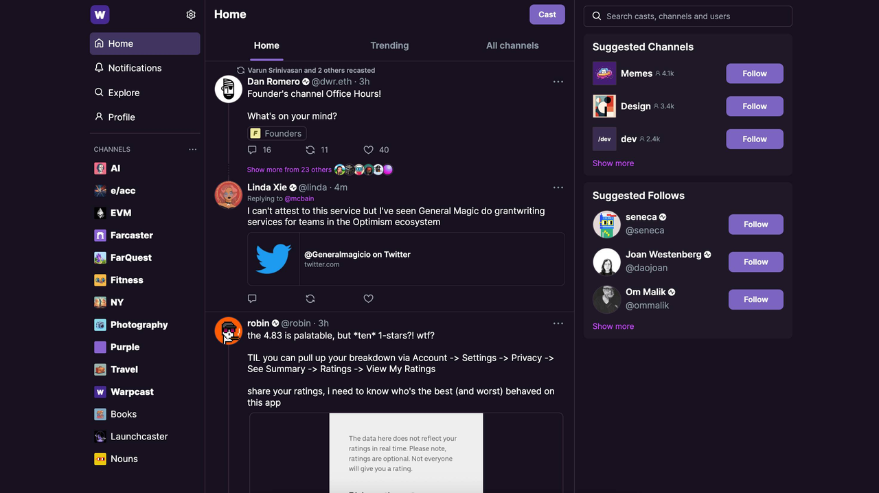 Active participation in Farcaster channels