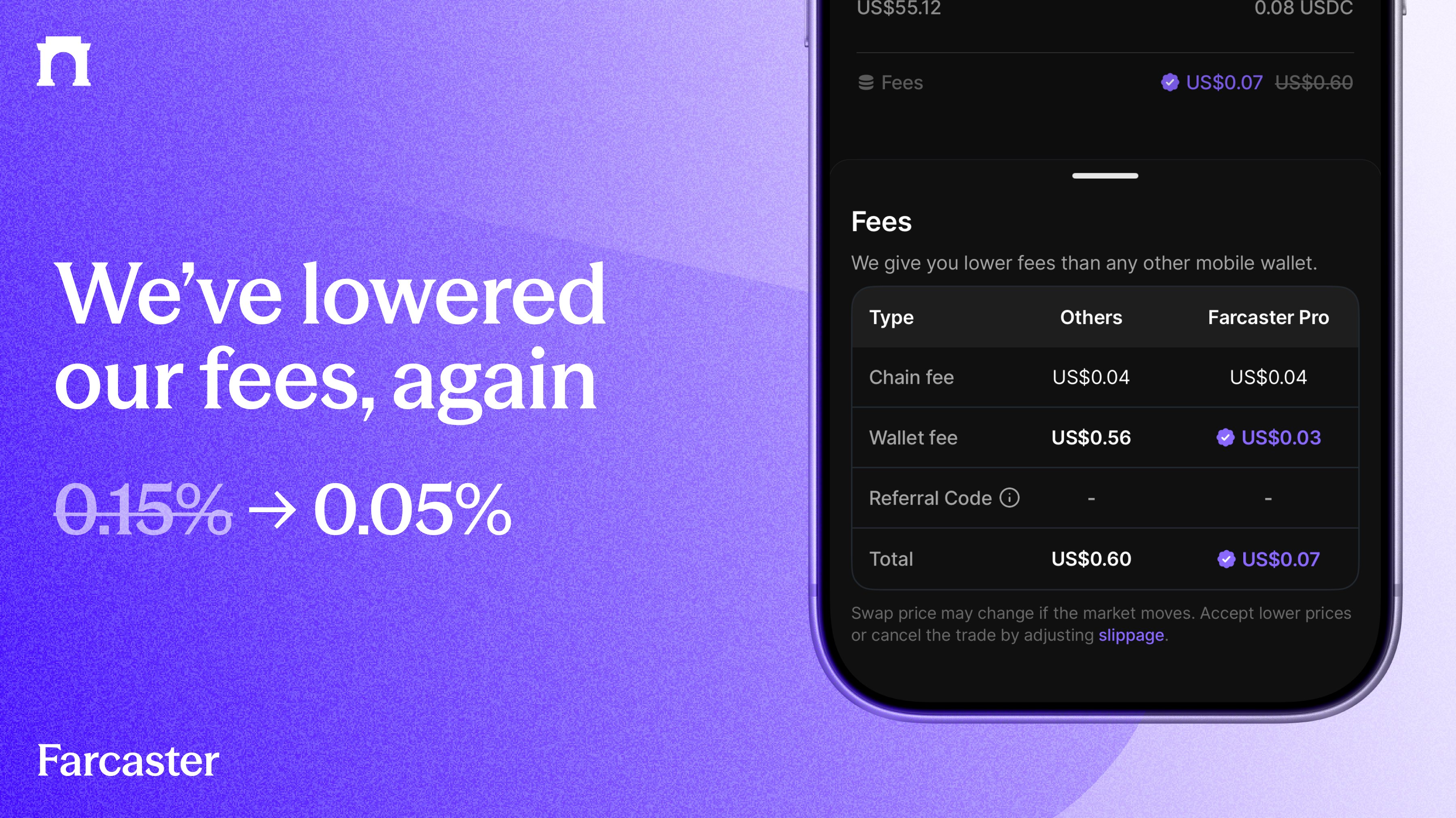 Farcaster wallet USDC and ETH balance screenshot